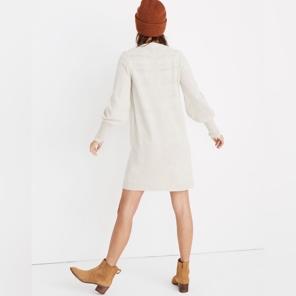 Madewell Bubble-Sleeve Sweater-Dress Merino Wool Blend Long Sleeve - Picture 2 of 12